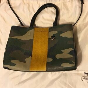 Banana Republic Camouflage crossbody Bag with Yellow Pony Hair Accent